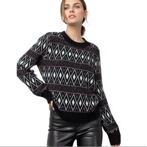 Rails Ana Nordic Stripe Wool Cashmere Sweater S Black